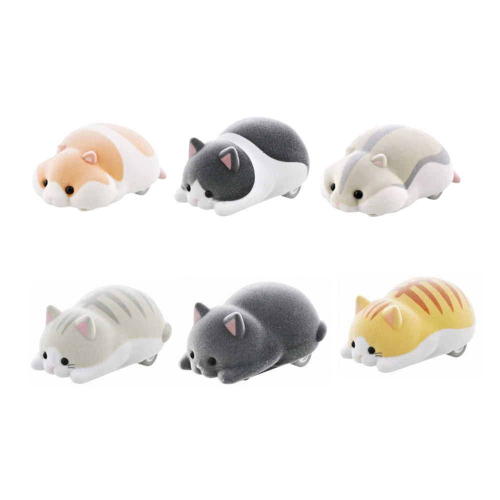 Collection of Sun-Star Mogu Mogu Zoo Desk Cleaners in assorted cat designs, including tabby, calico, grey, and black cats.