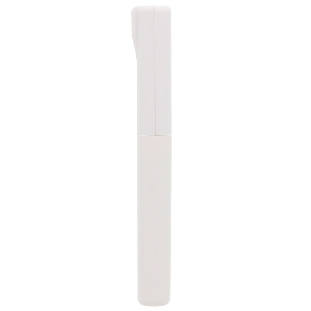 Sun-Star Stickyle compact scissors in white, closed with protective cap on.