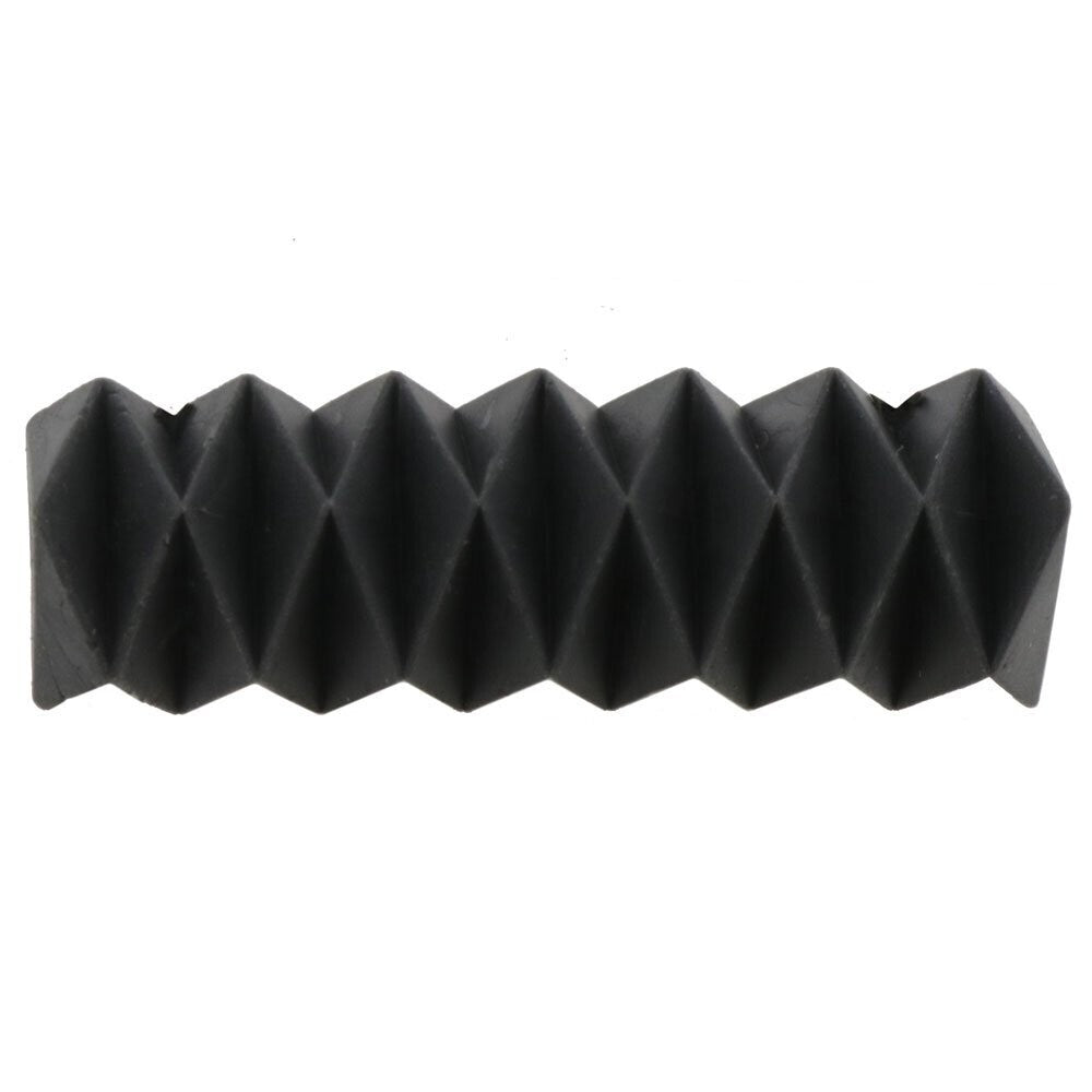 Side view of the black Sun-Star Zig Zag Multi-Angle Eraser with sharp zigzag triangular edges.