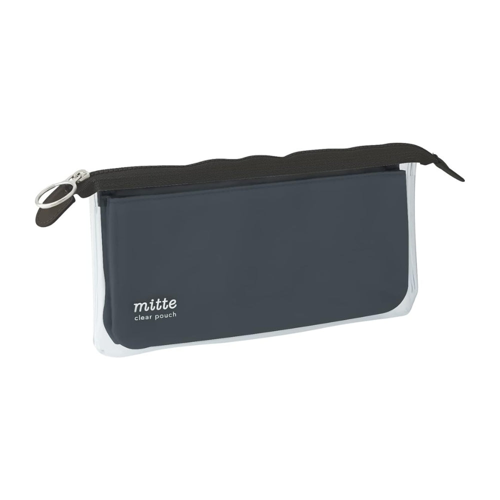 Sunstar Clear Pouch Mitte Flat Light in black shown from the front with zip closure
