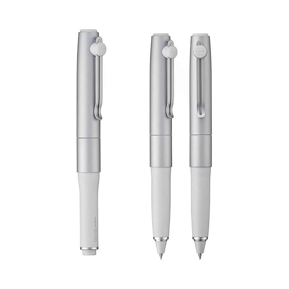 The Journal Shop - Set of three Uni-Ball ZENTO Signature Model 0.38mm Ballpoint Pens displayed vertically to show the full pen design from multiple angles.