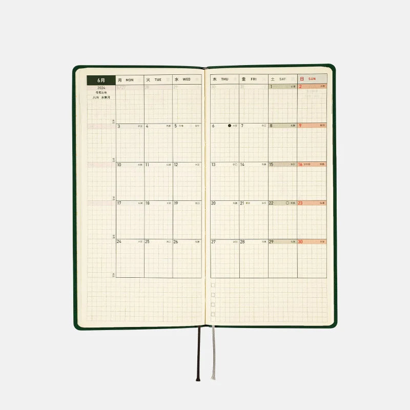 Hobonichi Weeks Japanese Edition April 2024 Start [Smooth: Forest Green] - The Journal Shop