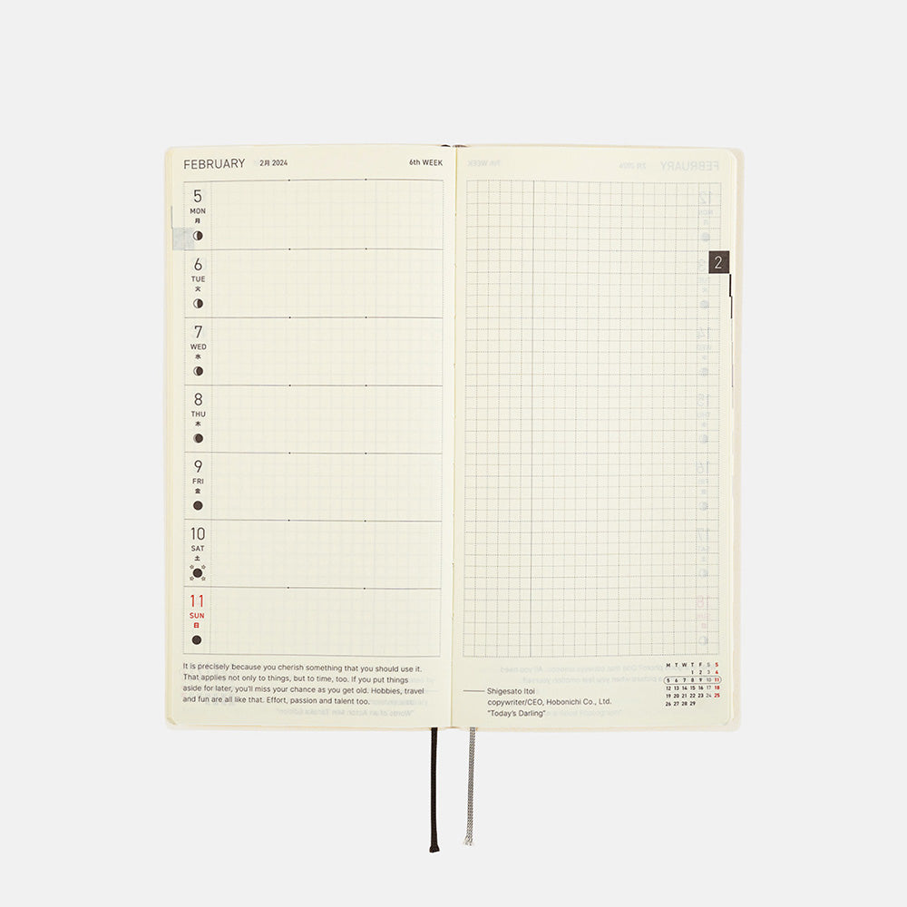 Hobonichi 2024 Weeks English Edition [White Line: Ivory] - The Journal Shop