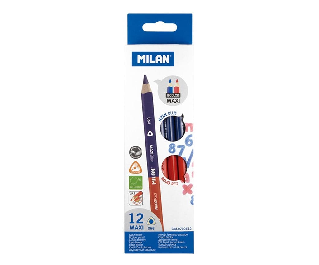 Milan Maxi Bicolour Red-Blue Triangular Pencils (12 pk) - The Journal Shop
