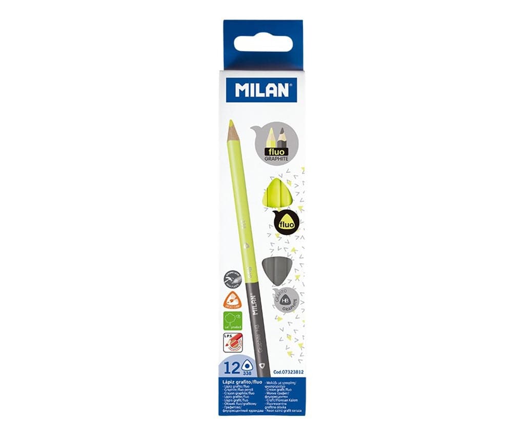 Milan Bicolour Fluo-Graphite Triangular Pencils (12pk) - The Journal Shop
