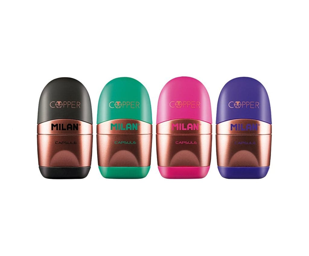 Milan CAPSULE Sharpener + Eraser Copper - The Journal Shop