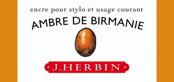 J Herbin Fountain Pen Ink Bottle -- Ambre de Birmanie : Burmese Amber - The Journal Shop