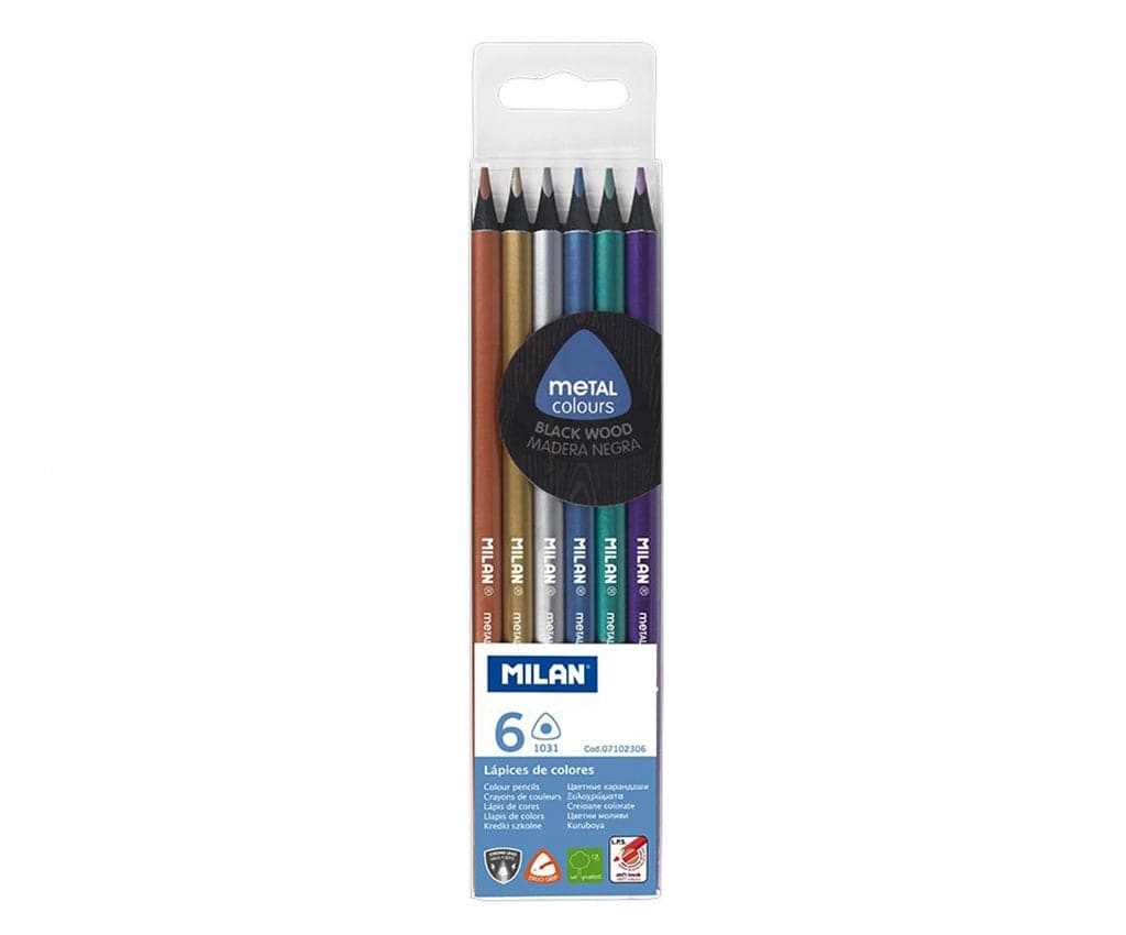 Milan Metallic Coloured Pencils (6 Pencils) - The Journal Shop