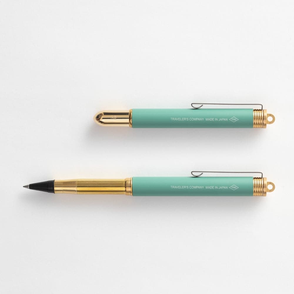 Traveler's Company Brass Rollerball Pen Factory Green - The Journal Shop