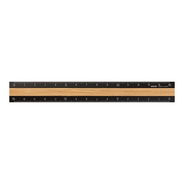 Midori - Aluminium Wooden Ruler 15cm - Black - The Journal Shop