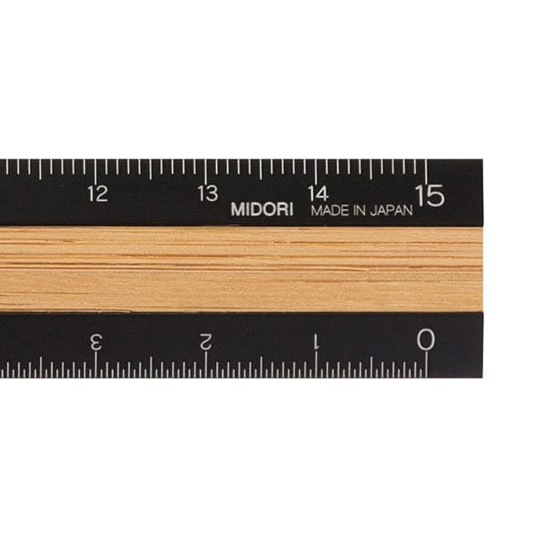 Midori - Aluminium Wooden Ruler 15cm - Black - The Journal Shop