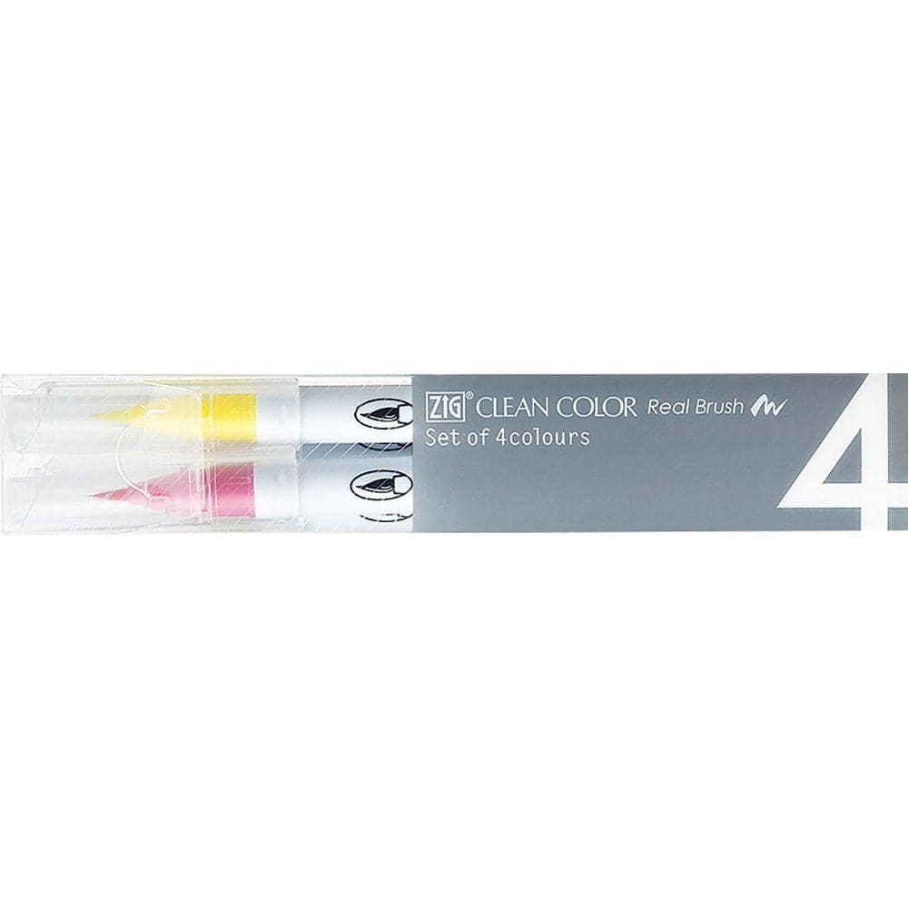 Kuretake ZIG Clean Color Real Brush - Set of 4 colours - Pop colours - The Journal Shop