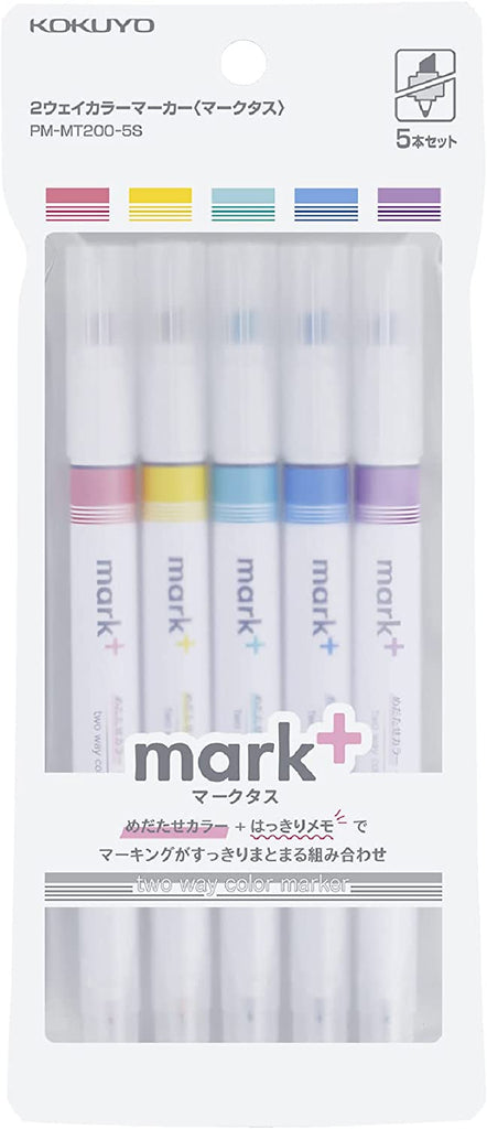 Kokuyo Mark+ 2 Way Colour Marker Pen [Set of 5] - The Journal Shop