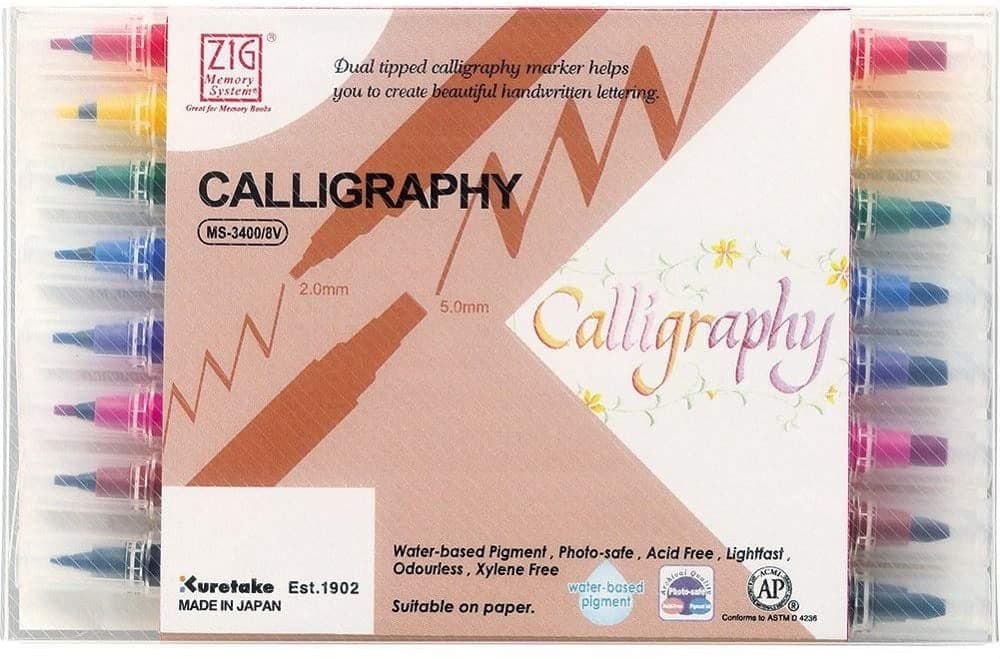 Kuretake ZIG Memory System Calligraphy Pen 8 Colour Set - The Journal Shop