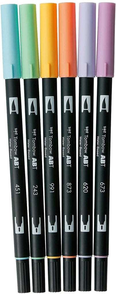 Tombow ABT ,Dual Brush Pens- Pastels, Set of 6 - The Journal Shop