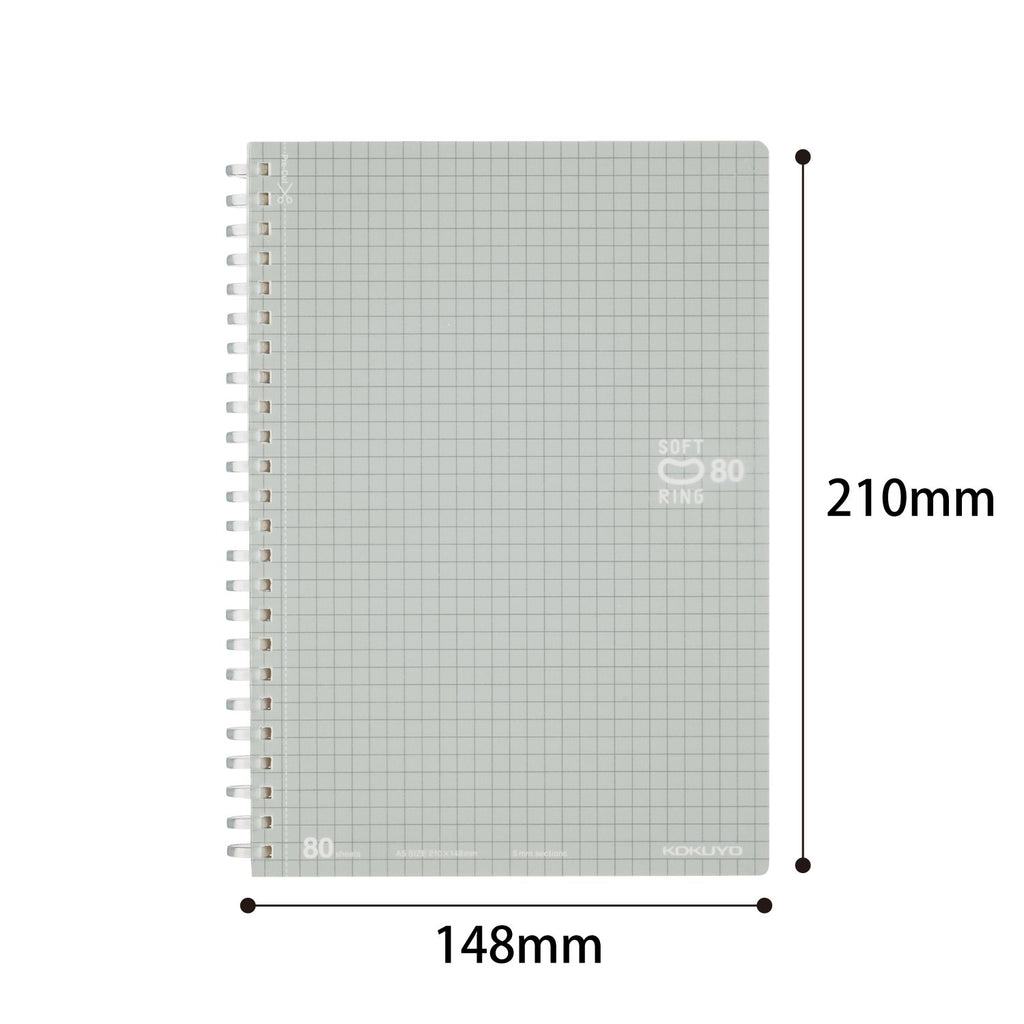 Kokuyo D Shaped Soft Ring Notebook, A5, 5mm Grid Ruled - The Journal Shop