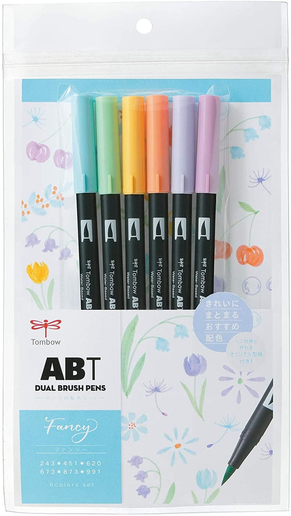 Tombow ABT ,Dual Brush Pens- Pastels, Set of 6 - The Journal Shop