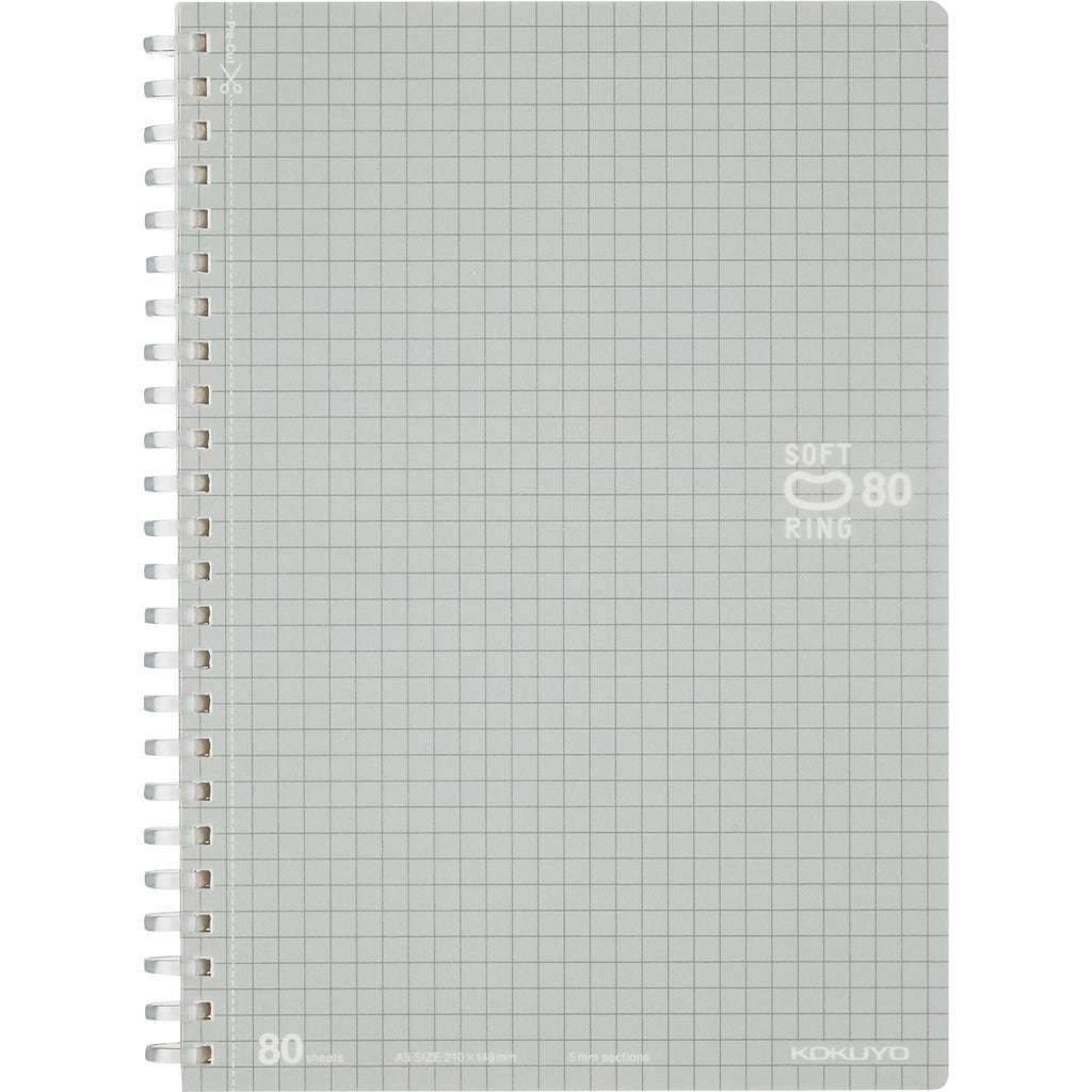 Kokuyo D Shaped Soft Ring Notebook, A5, 5mm Grid Ruled - The Journal Shop