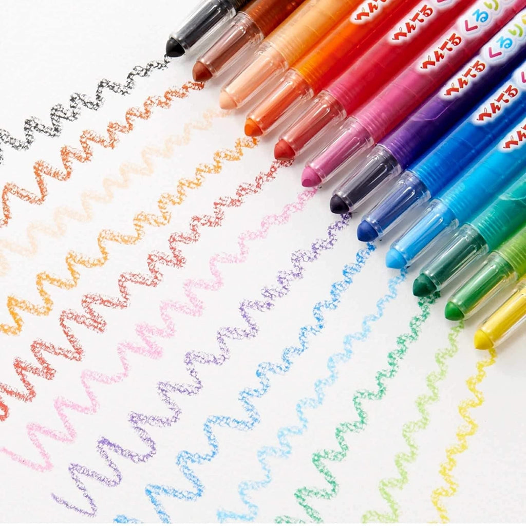 Pentel Kurikura Mechanical Crayons [12 crayons] - The Journal ShopaPentel Kurikura Twist Crayons set of 12 vibrant colours, encased in clear plastic barrels, perfect for artistic adventures.