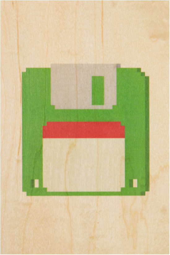 WOODHI Wooden Postcard - Hello 80's Floppy - The Journal Shop
