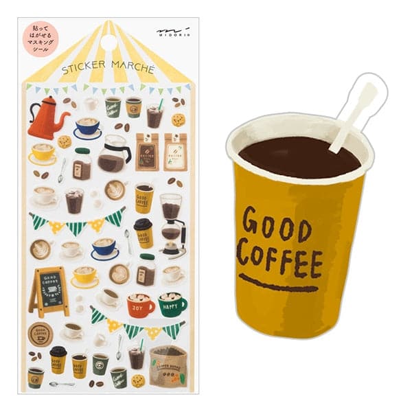 Midori Sticker 2379 Marché Coffee - The Journal Shop