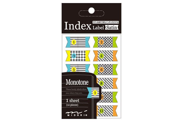 Midori -- Index Label Satin -- Monotone - The Journal Shop