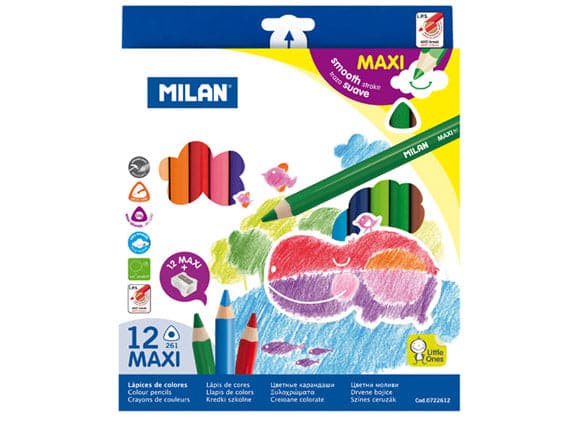 Milan -- 12-pack Maxi Triangular Coloured Pencils - The Journal Shop