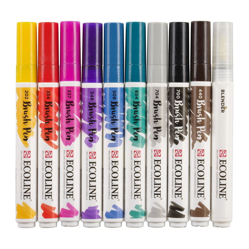 Talens Ecoline Brushpen, Set of 10, Handlettering - The Journal Shop