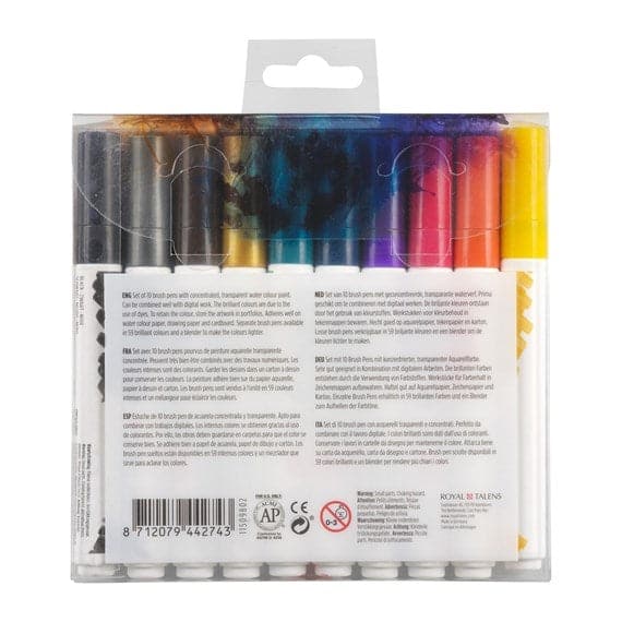 Talens Ecoline Brushpen, Set of 10, Dark - The Journal Shop