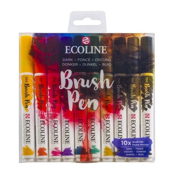 Talens Ecoline Brushpen, Set of 10, Dark - The Journal Shop