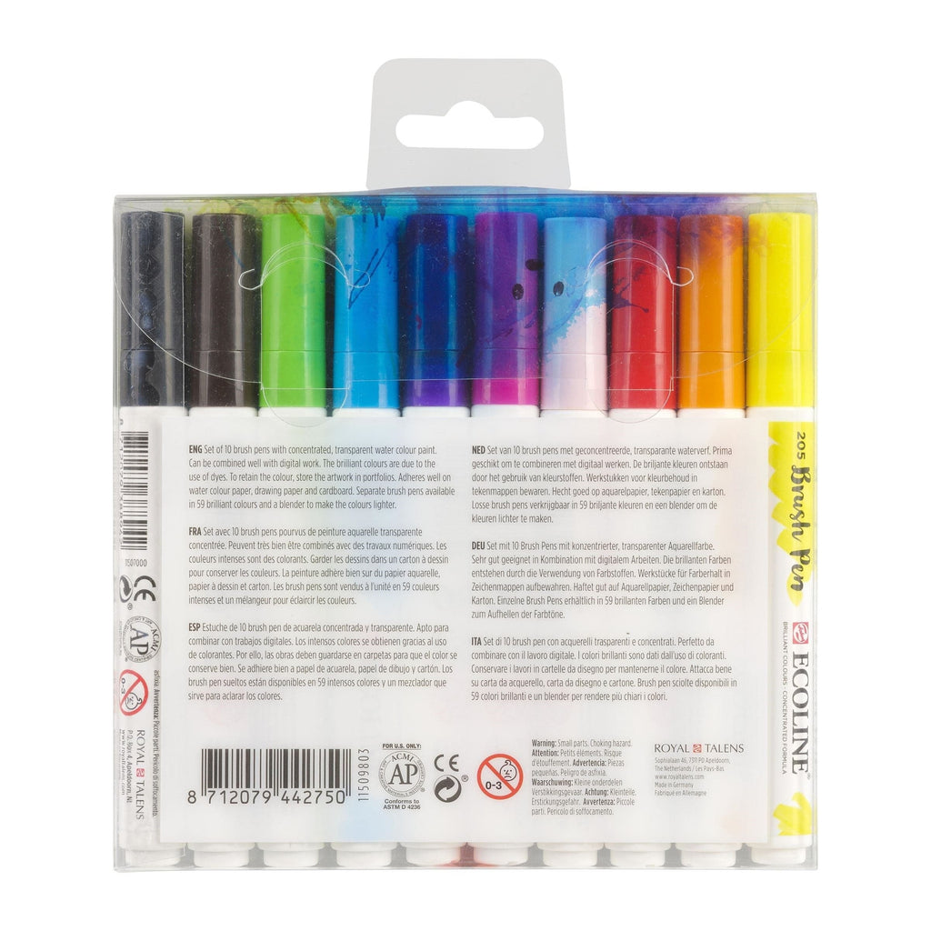 Talens Ecoline Brushpen, Set of 10, Bright - The Journal Shop