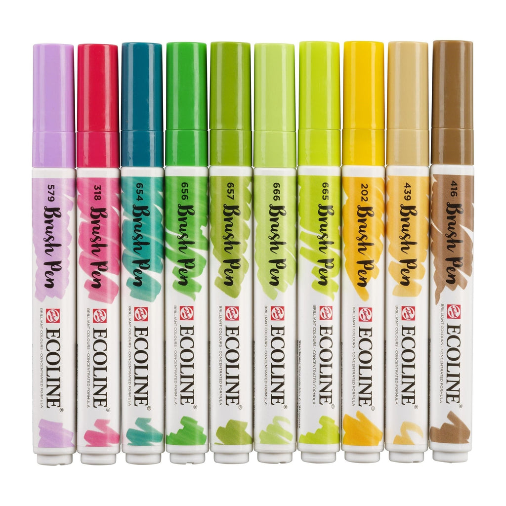 Talens Ecoline Brushpen, Set of 10, Botanic - The Journal Shop