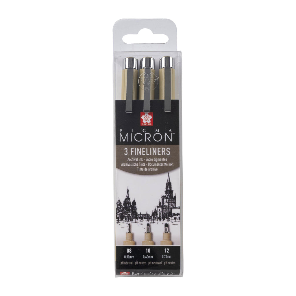 Sakura Pigma Micron Wallet, 3 Fine Liners Broad - Black - The Journal Shop