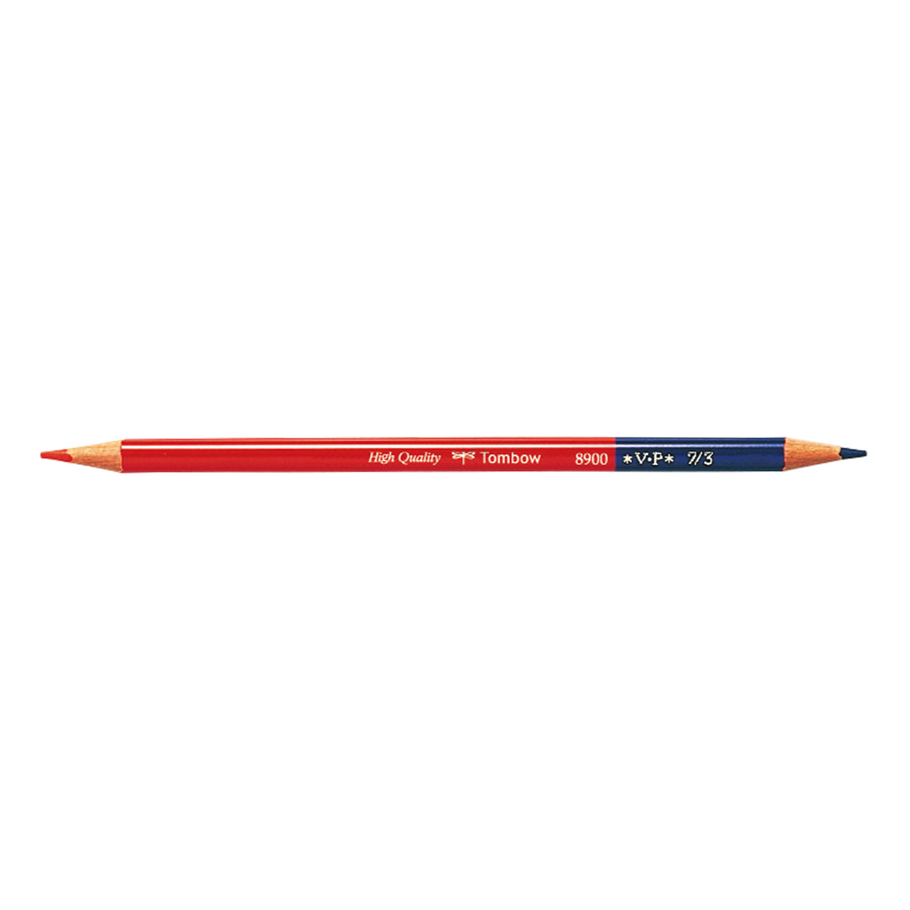 Tombow VP 7-3 Vermillion-Prussian Blue Bicolour Pencil - The Journal Shop