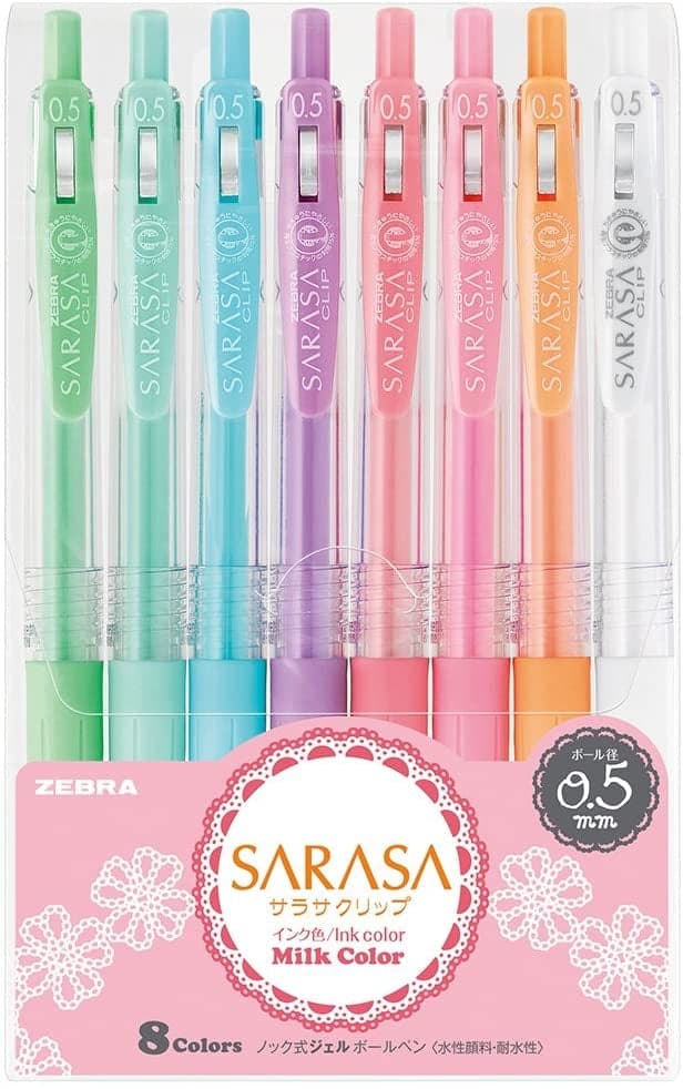 Zebra Sarasa Milk Colours pens in a range of pastel shades.