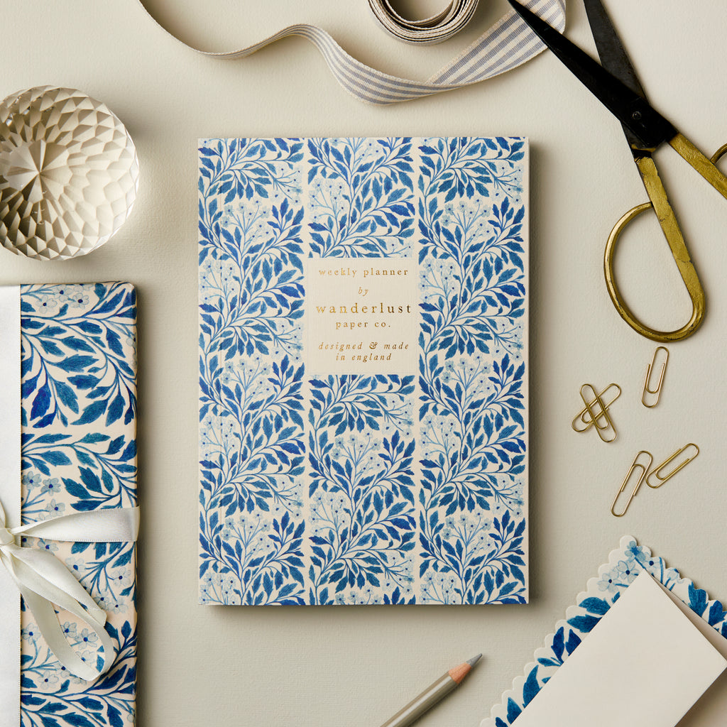 Wanderlust Blue Flora Weekly Planner - The Journal Shop