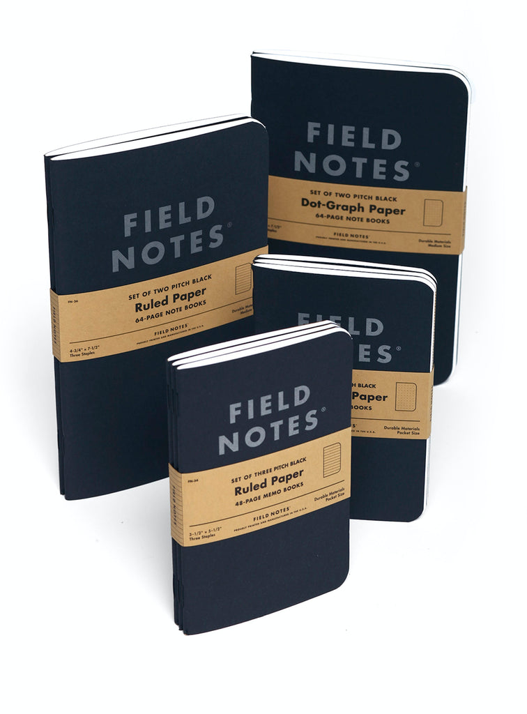 Field Notes 'Pitch Black' Memo Book (A6, Pack of 3) - The Journal Shop