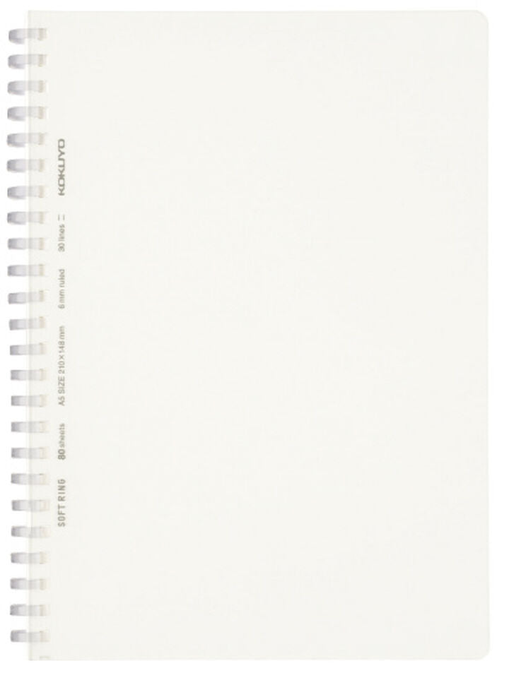 Kokuyo Soft Ring notebook Clear A5 80 Sheets 6mm Horizontal Rule - The Journal Shop
