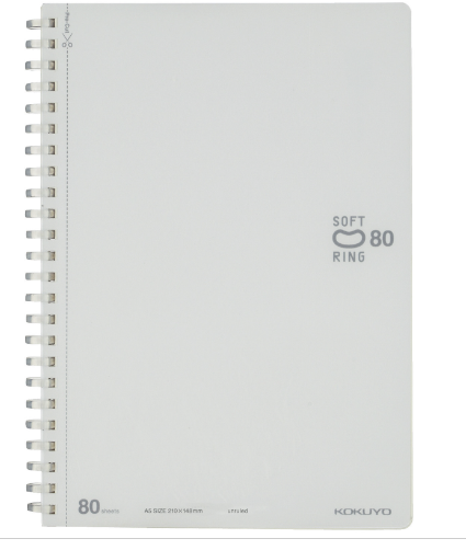 Kokuyo Soft Ring Notebook - A5 - 6 Mm Rule - Clear White