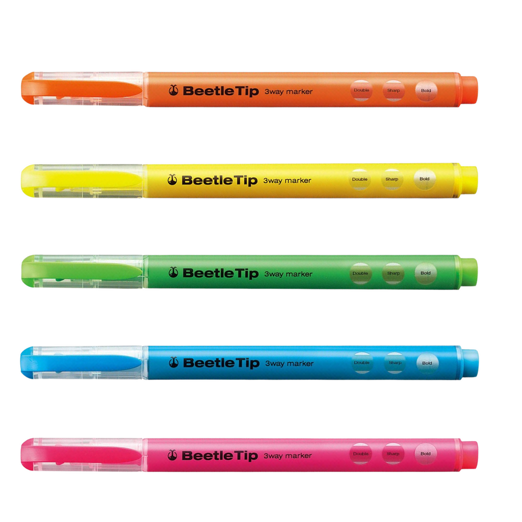 Kokuyo Beetle Tip 3-Way Highlighter - The Journal Shop