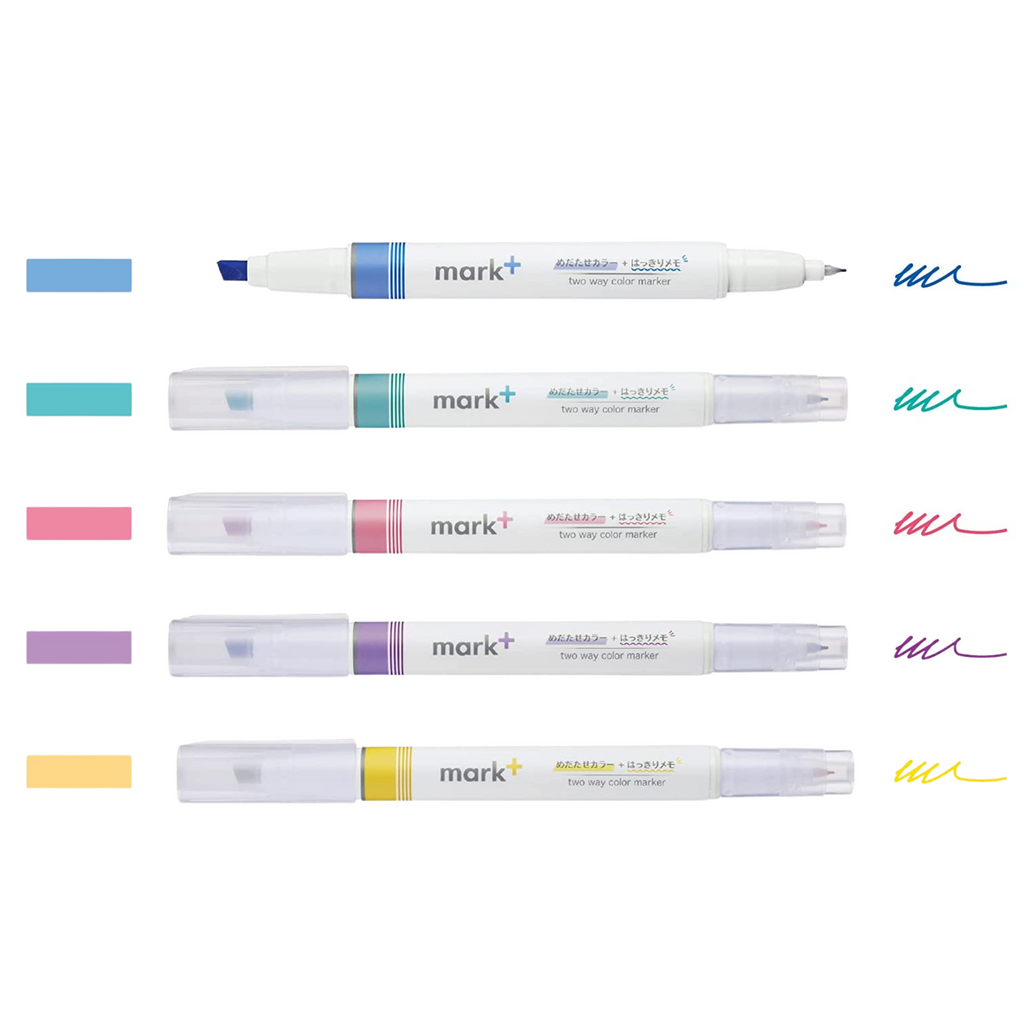 Kokuyo Mark+ 2 Way Colour Marker Pen [Set of 5] - The Journal Shop