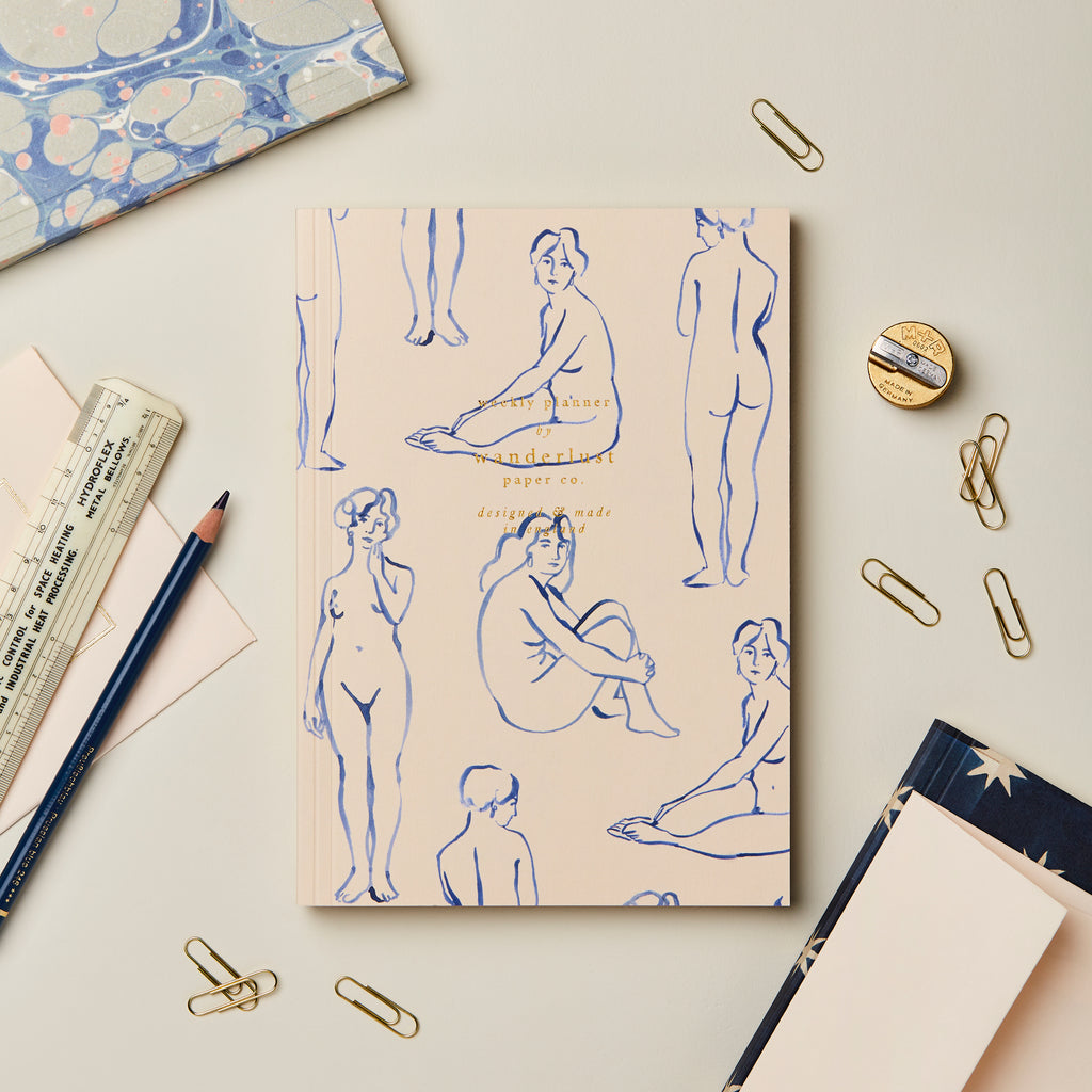 Wanderlust Blue Nudes Weekly Planner - The Journal Shop