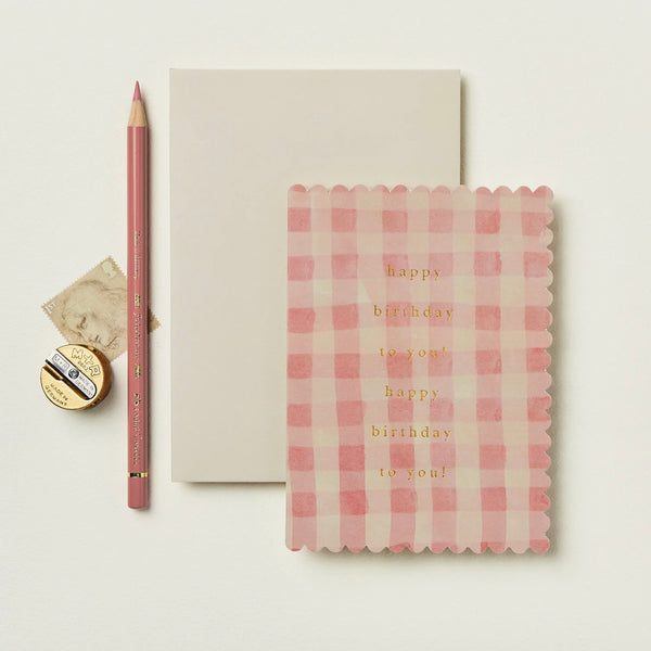 Wanderlust Pink Gingham Happy Birthday to You - The Journal Shop