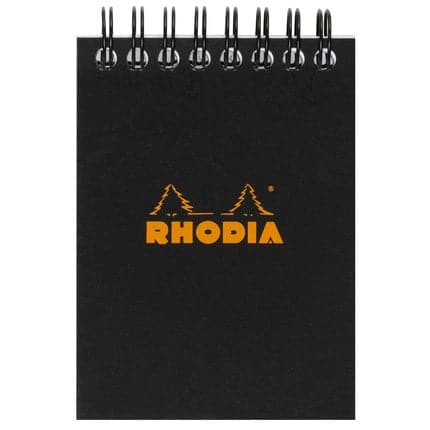 Rhodia Classic Wirebound Notepad (A7, Lined) - Black - The Journal Shop