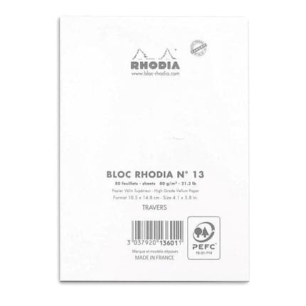 Rhodia No. 13 Head Stapled Pad (A6, Lined) - The Journal Shop