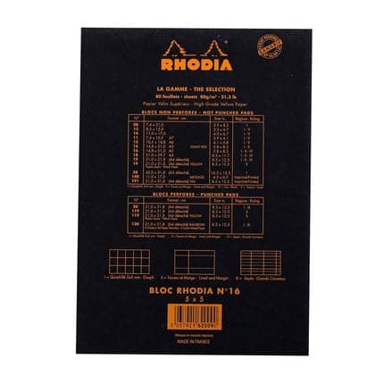 Rhodia No. 16 Head Stapled Pad (A5, Grid) - The Journal Shop