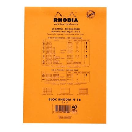 Rhodia No. 16 Head Stapled Pad (A5, Grid) - The Journal Shop