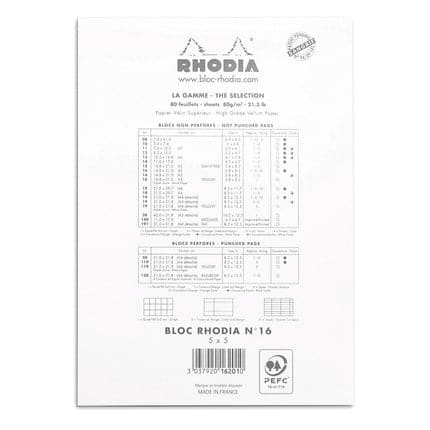 Rhodia No. 16 Head Stapled Pad (A5, Grid) - The Journal Shop