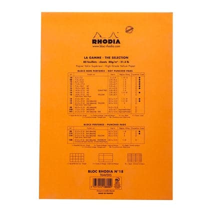 Rhodia No. 18 Head Stapled Pad (A4, Lined) - The Journal Shop
