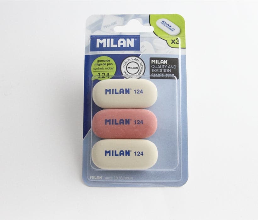 Milan -- Synthetic Rubber Eraser 124 -- Pack of 3 - The Journal Shop